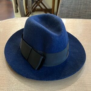 Kate spade navy blue fedora "hats off" 100 % wool
